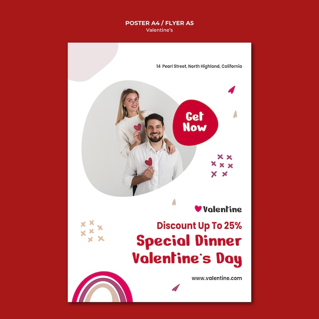 Vertical poster template for valentine's day with couple