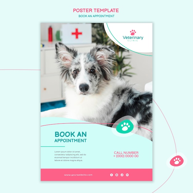 Free PSD vertical poster template for vet appointment