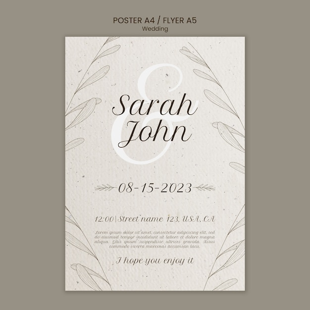 Free PSD vertical poster template for wedding celebration