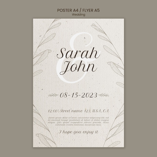 Wedding Celebration Vertical Poster Template – Free PSD Download