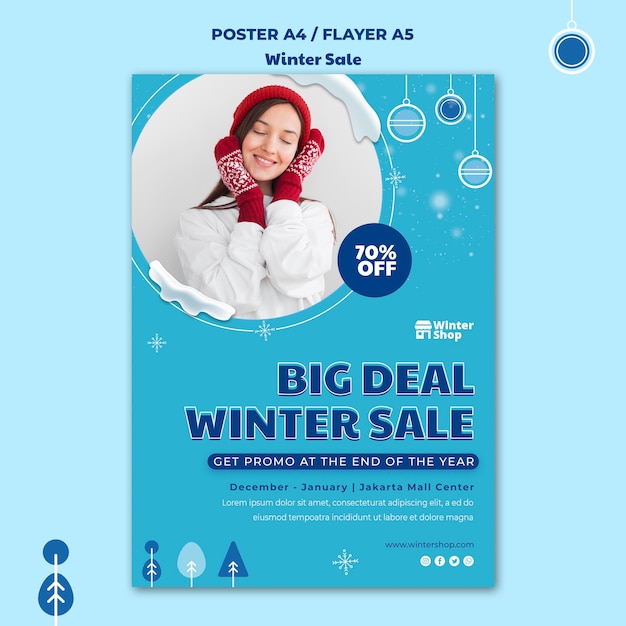 Vertical poster template for winter sale Free Psd