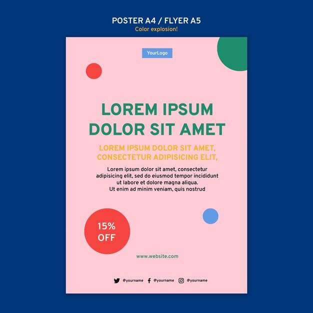 Vertical poster template with bold colors