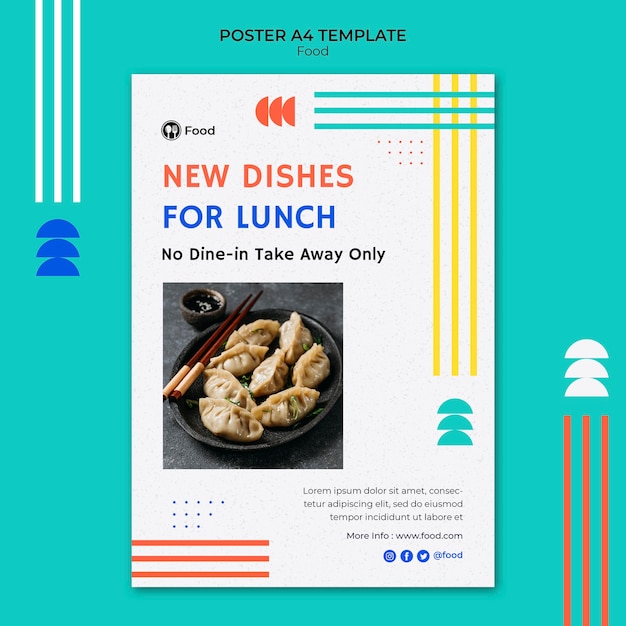 Vertical poster template with dishes from asian cuisine