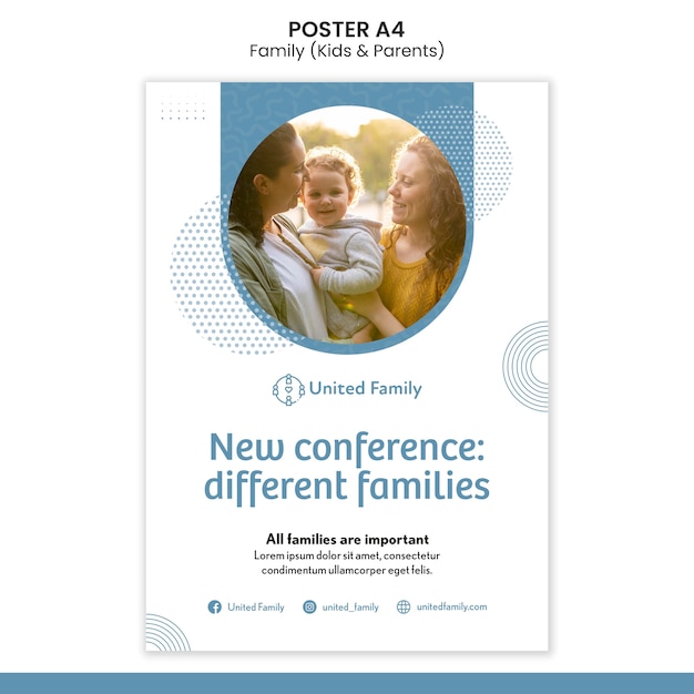 Free PSD vertical poster template with family and children