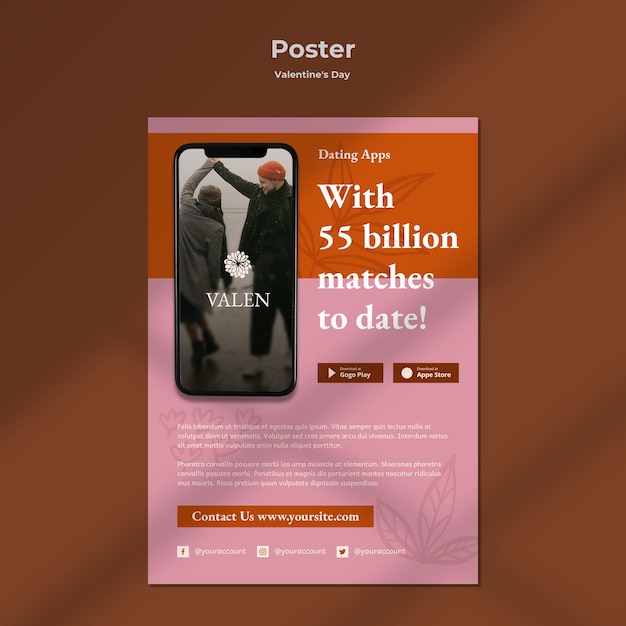 Vertical poster template with romantic couple free PSD download