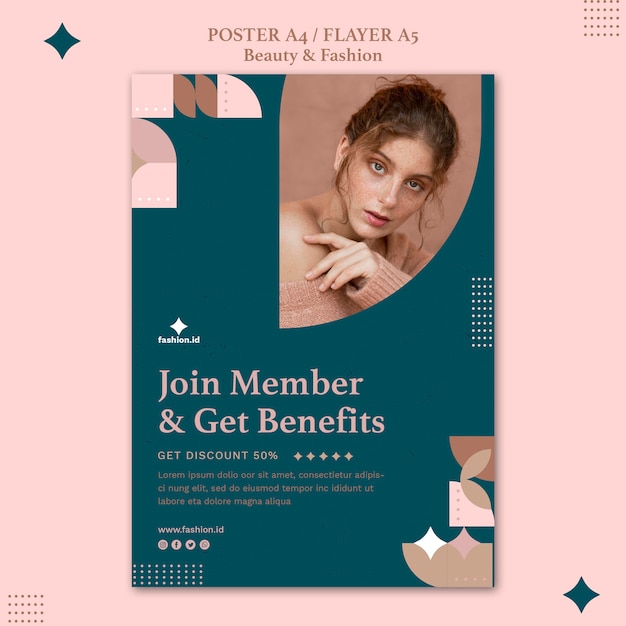 Vertical poster template for women's beauty and fashion