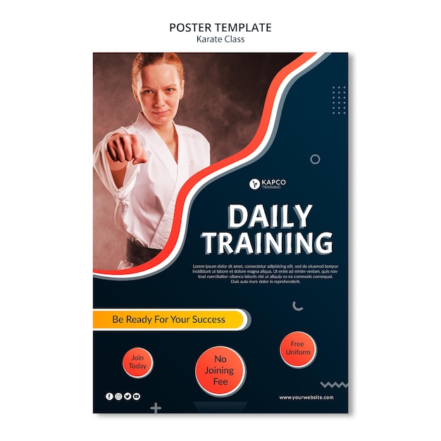 Vertical poster template for women's karate class