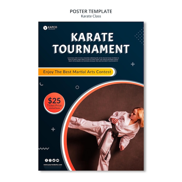 Vertical poster template for women's karate class