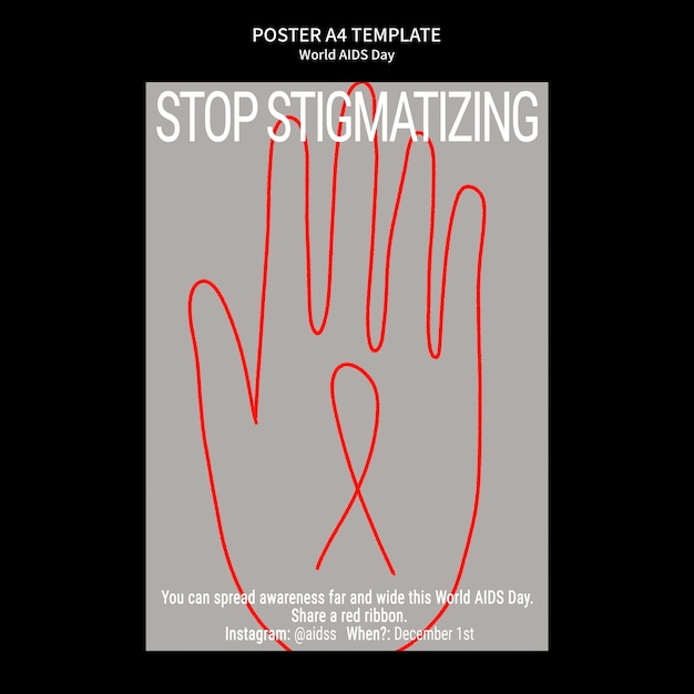 PSD gratuito modello di poster verticale per la consapevolezza della giornata mondiale contro l'aids