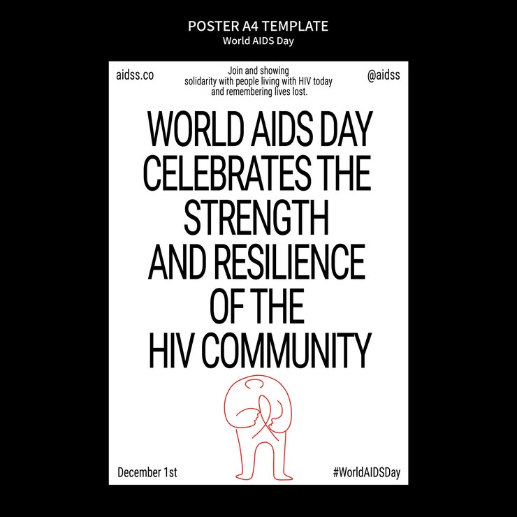 Free PSD vertical poster template for world aids day awareness