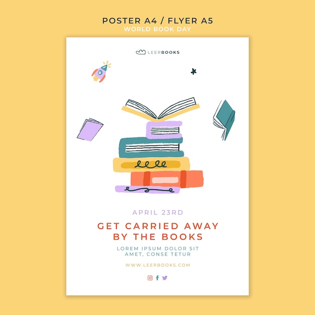 Vertical poster template for world book day