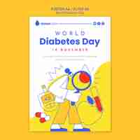 PSD gratuito modello di poster verticale per la celebrazione della giornata mondiale del diabete