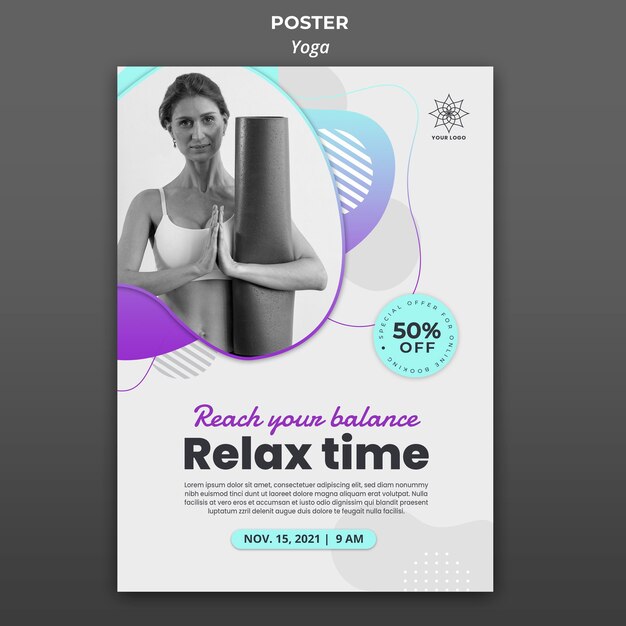 Vertical poster template for yoga lessons