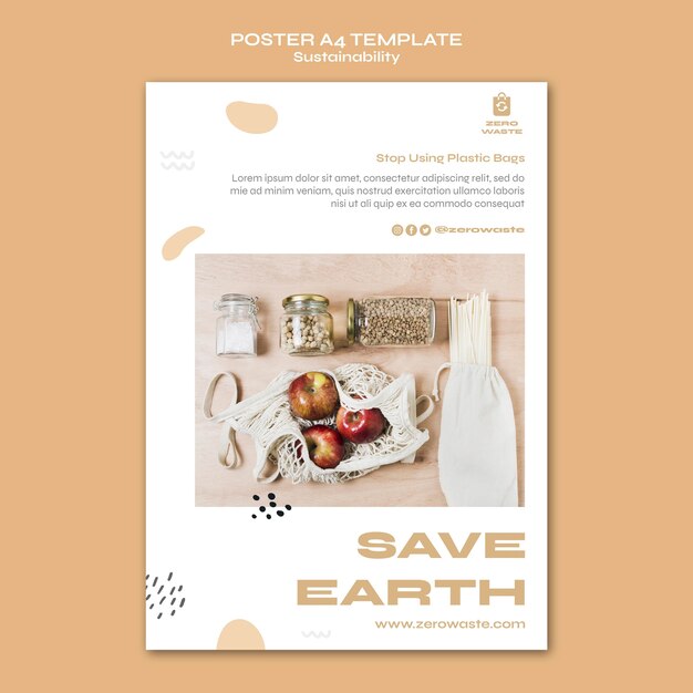 Free PSD vertical poster template for zero waste lifestyle