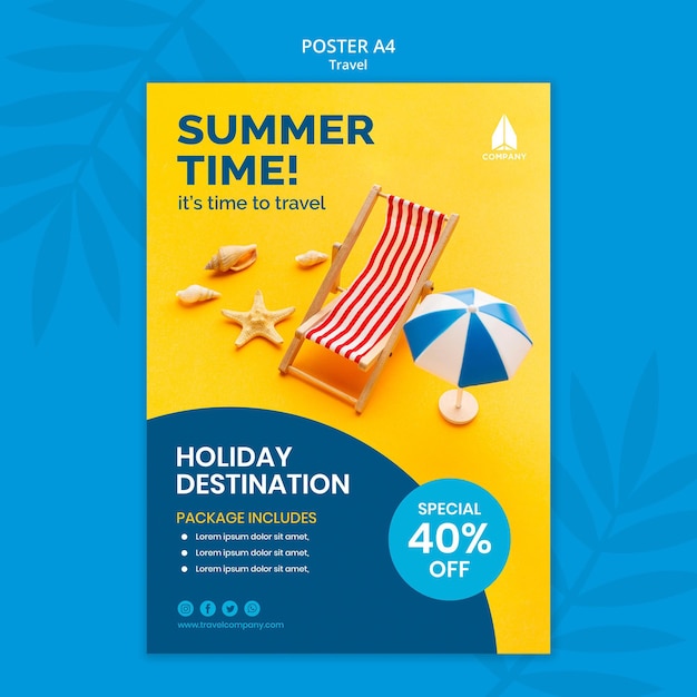 Free PSD vertical poster for vacation traveling