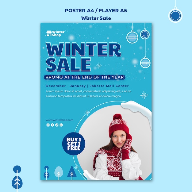 Vertical poster for winter sale Free Psd