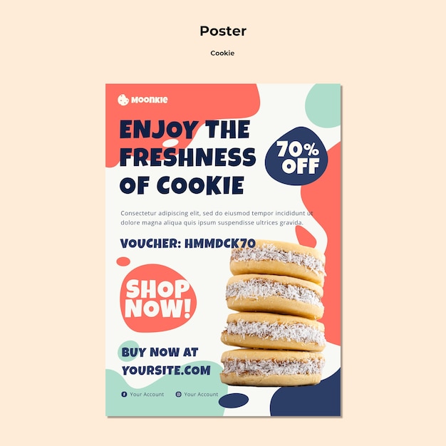 PSD gratuito poster verticale con biscotti