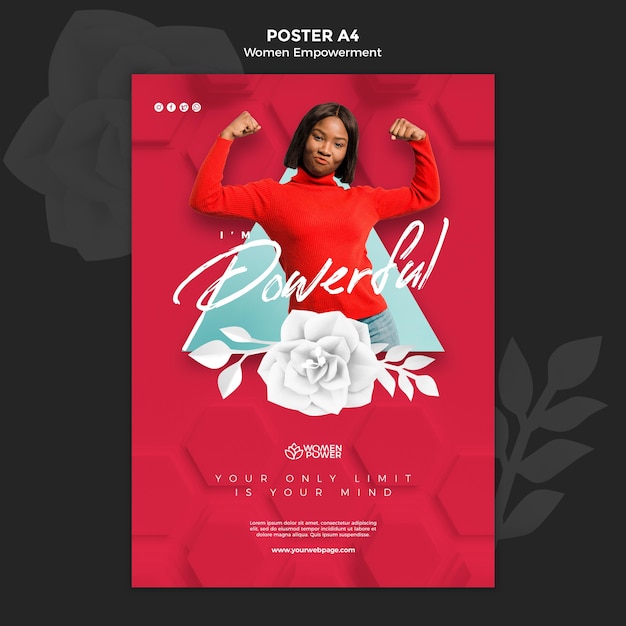 Free PSD vertical poster for women empowerment with encouraging word