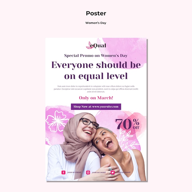 Free PSD vertical poster for women's day celebration