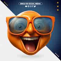 Free PSD very happy orange 3d emoji