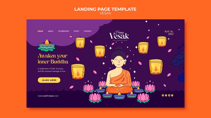 Free PSD vesak day landing page template