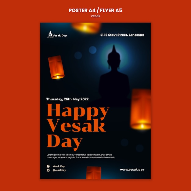 無料PSD vesak日垂直ポスターテンプレート