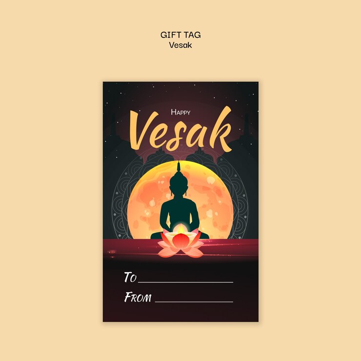 Free PSD vesak gift tag template design