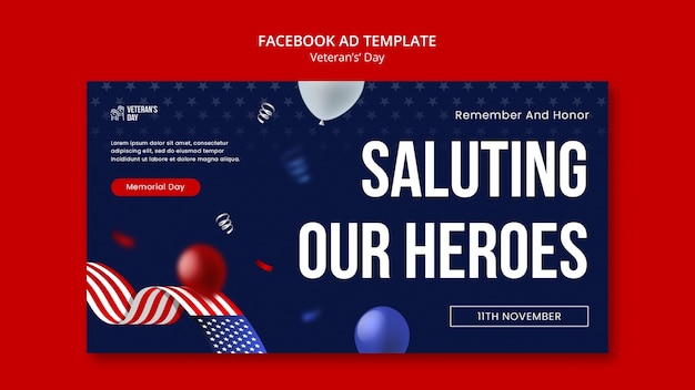 Free PSD veteran's day celebration facebook template