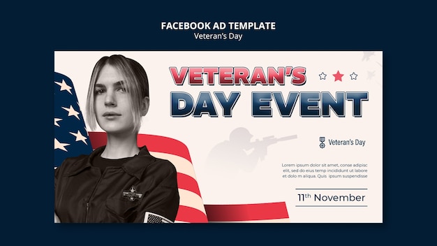 PSD gratuito modello facebook per la celebrazione del veteran's day