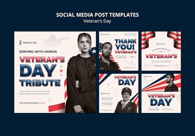 PSD gratuito post su instagram per la celebrazione del veteran's day