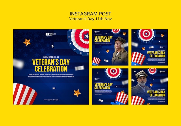 PSD gratuito post su instagram per la celebrazione del veteran's day