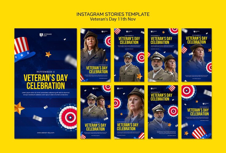 Бесплатный PSD шаблон истории instagram празднования дня ветеранов