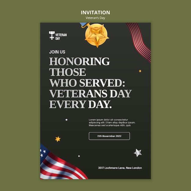 Free PSD veteran's day celebration invitation template