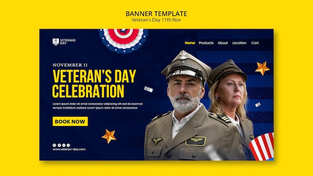 PSD gratuito pagina di destinazione della celebrazione del veteran's day