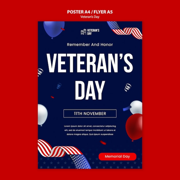 Modello di poster per la celebrazione della Giornata dei Veterani