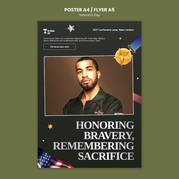 Veteran's day celebration poster template