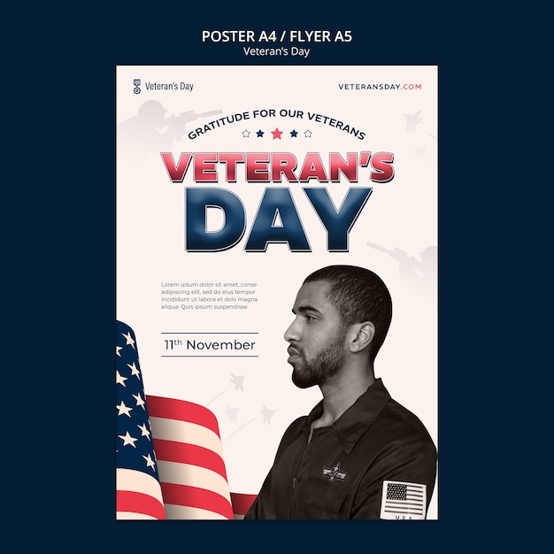 Free PSD veteran's day celebration poster template