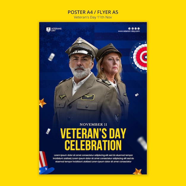 PSD gratuito modello di poster per la celebrazione del giorno del veterano