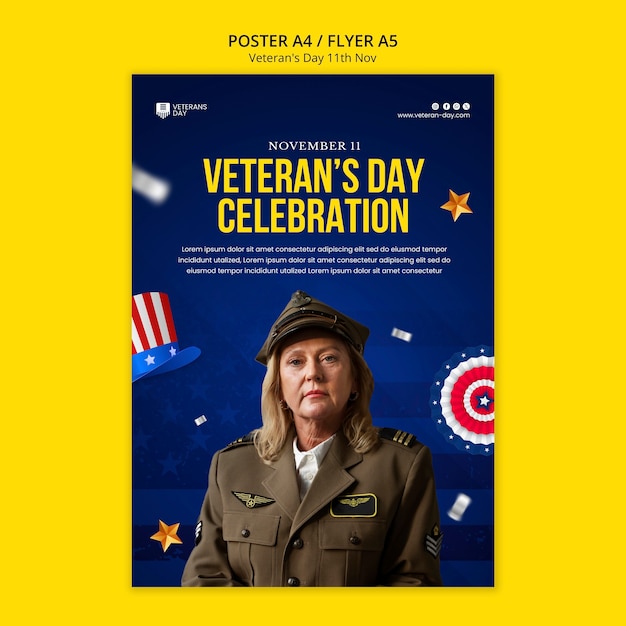 PSD gratuito modello di poster per la celebrazione del giorno del veterano