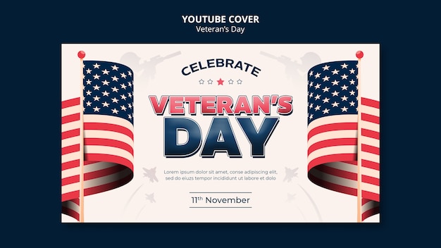 Бесплатный PSD Ютуб обложка празднования дня ветеранов