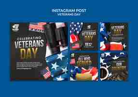 PSD gratuito collezione di post instagram del veterano