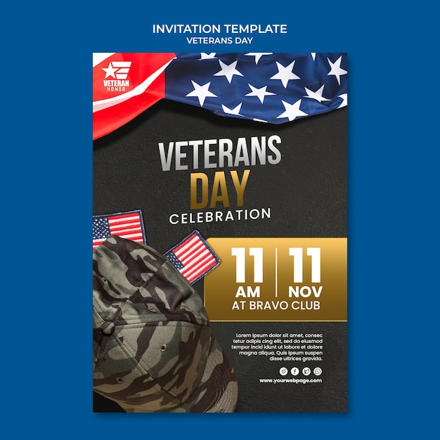 Free PSD veteran's day invitation template