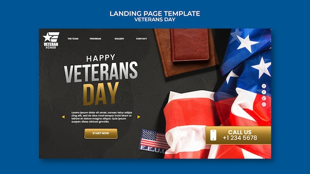 Free PSD veteran's day landing page template