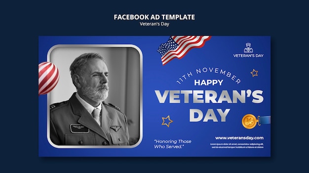 PSD gratuito design del modello del giorno del veterano