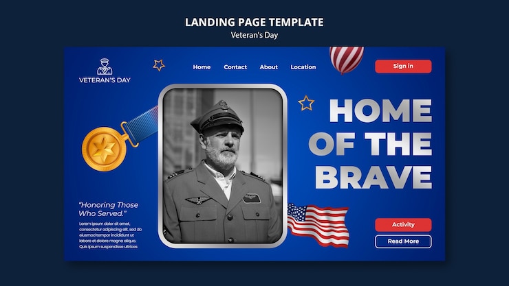 मुफ़्त PSD veteran's day template design