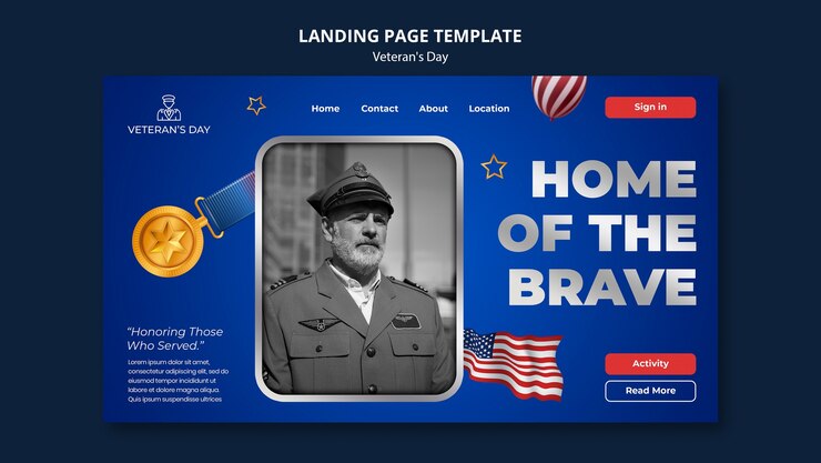 Free PSD veteran's day template design