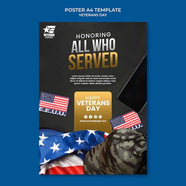 Free PSD veteran's day vertical poster template
