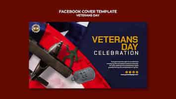 Бесплатный PSD Обложка facebook для празднования дня ветеранов