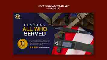 無料PSD 退役軍人の日のお祝いのfacebookテンプレート