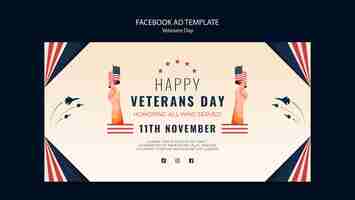 PSD gratuito modello facebook per la celebrazione del giorno dei veterani